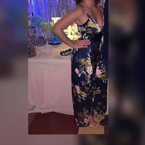 Navy blue floral romper